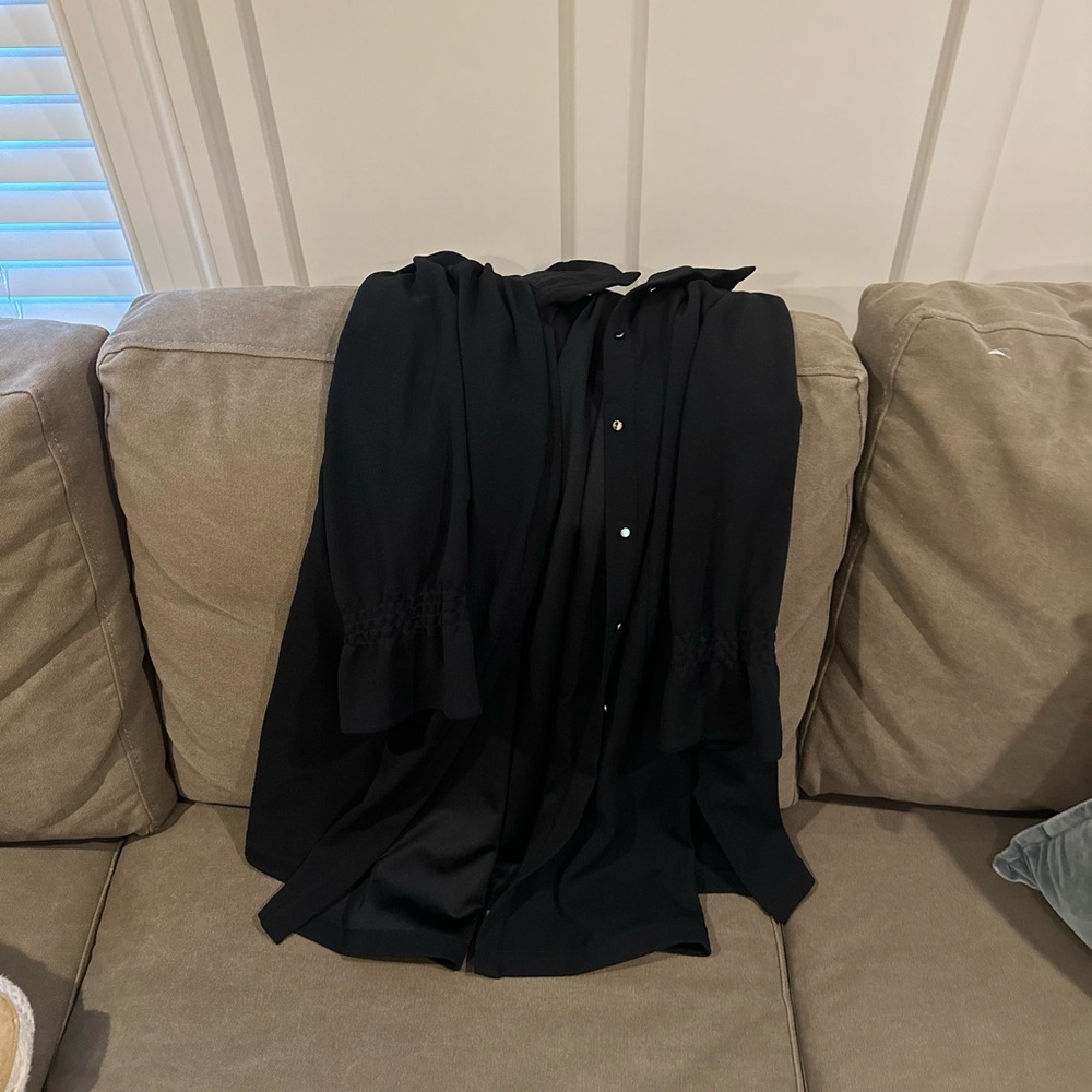 Ming Wang shirt jacket with stand collar and silver buttons - brand new!